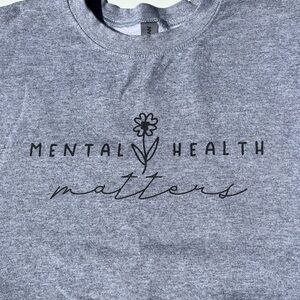 Gildan Gray Crewneck Sweatshirt "Mental Health Matters"